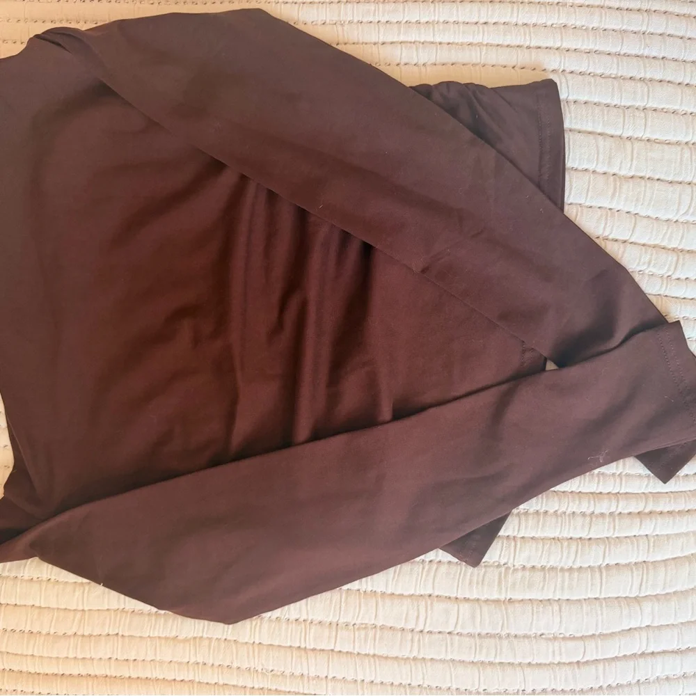 J. Crew Brown Asymmetric One-Shoulder Long Sleeve Top - Picture 4 of 7